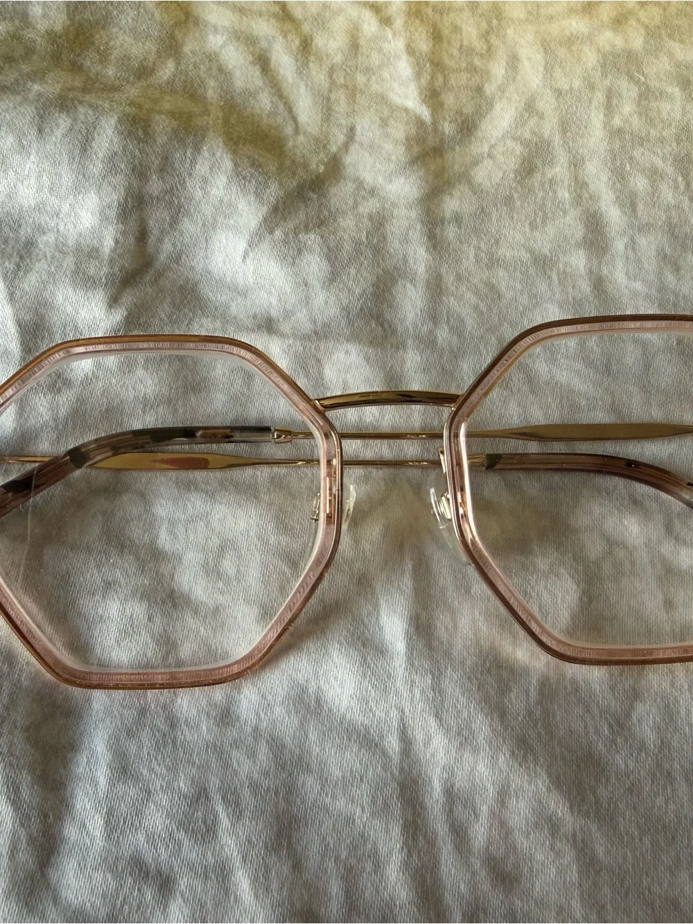 Marc Jacobs Gold Octagonal Metal Frame Sunglasses with Brown Lenses